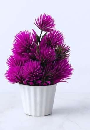 Artificial Purple Flowers with Pot-Faux Chrysanthemum