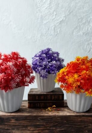 Waikbe Artificial Flowers in Pots, 3-Piece Set with Pot